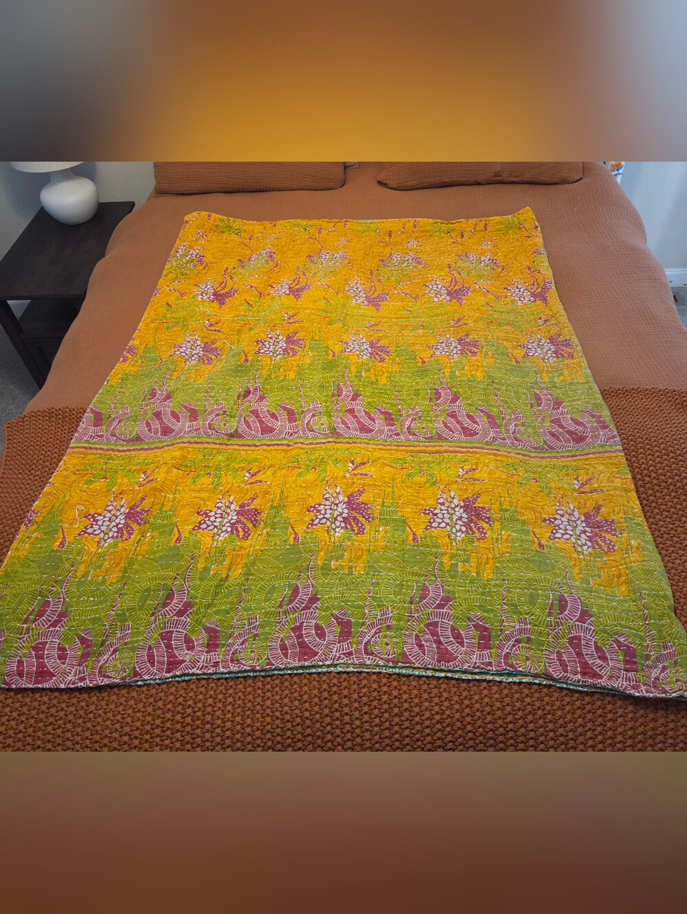 Kantha Cotton Quilt 85x55" - Picture 3 of 6